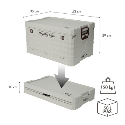 Coffre de rangement de camping pliable avec couvercle, capacité de 50 L