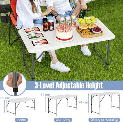 Klapp-Campingtisch 122 cm, höhenverstellbar, HDPE-Platte