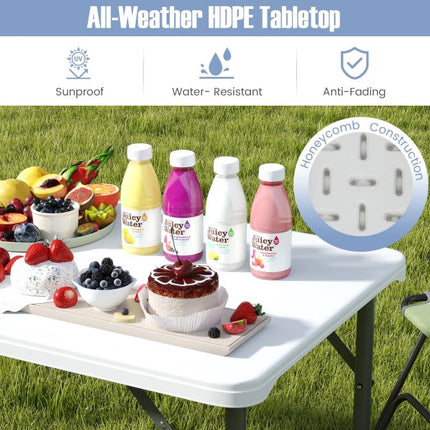 Klapp-Campingtisch 122 cm, höhenverstellbar, HDPE-Platte