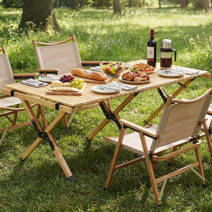 Klappbarer Campingtisch, 48 Zoll Kiefernholz mit Tragetasche