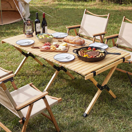 Klappbarer Campingtisch, 48 Zoll Kiefernholz mit Tragetasche
