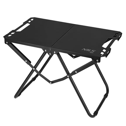 Table de camping pliante, noire, structure en acier avec housse