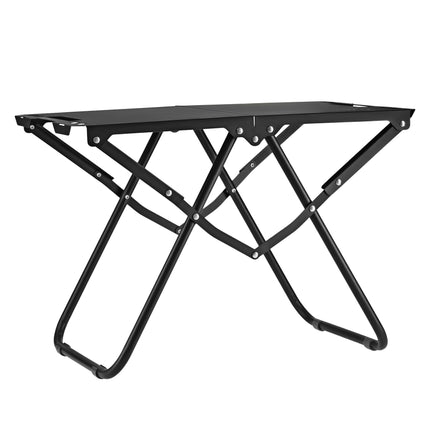 Table de camping pliante, noire, structure en acier avec housse