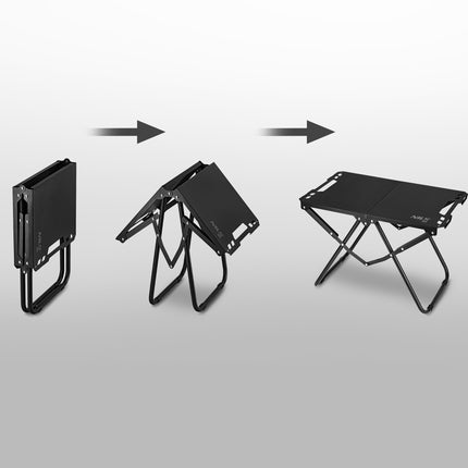 Table de camping pliante, noire, structure en acier avec housse