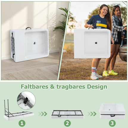 Table de camping pliante avec double vasque et tuyau de vidange