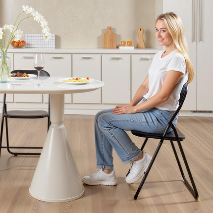 Folding Chairs, 4-Pack PVC Leather Padded, Metal Frame