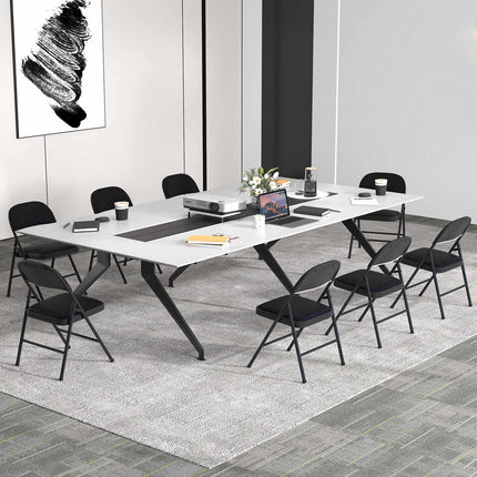 Klappstühle, gepolstert, PVC-Leder, Metallrahmen, 2er-Pack, Schwarz