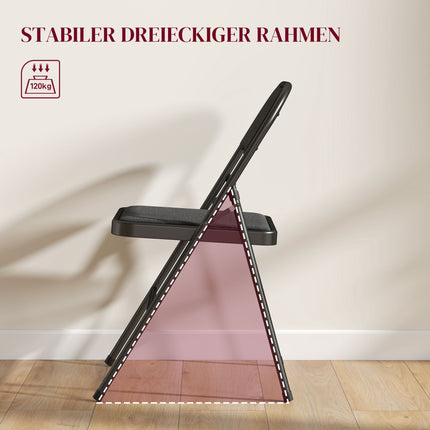 Klappstühle 6er Set, Schwarz, Stahlrahmen, Leinenoptik