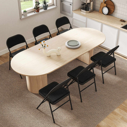 Klappstühle 6er Set, Schwarz, Stahlrahmen, Leinenoptik