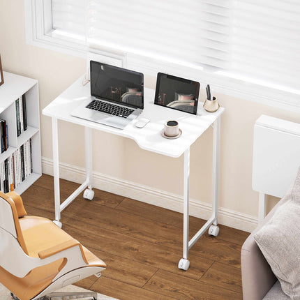 Bureau d'ordinateur pliable à roulettes, blanc, 80 x 52 cm