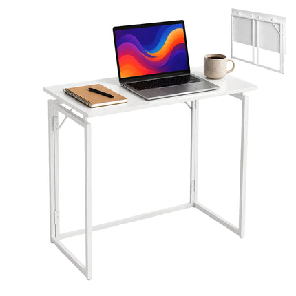 Bureau pliant, blanc, 80 x 40 cm, structure en bois et acier