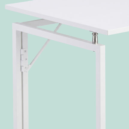 Bureau pliant, blanc, 80 x 40 cm, structure en bois et acier