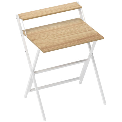 Bureau pliant avec support pour écran, 70 cm, bois naturel
