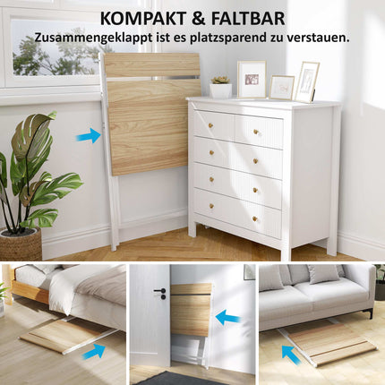 Bureau pliant avec support pour écran, 70 cm, bois naturel