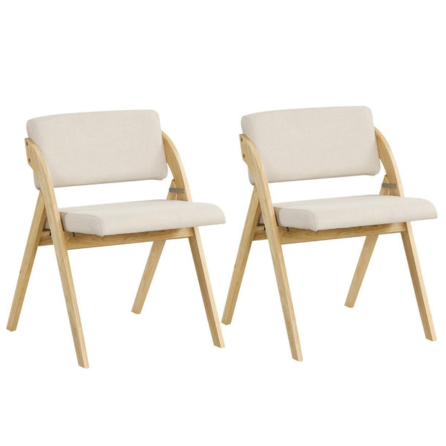 Ensemble de chaises de salle à manger pliantes, pieds en hévéa, assises rembourrées