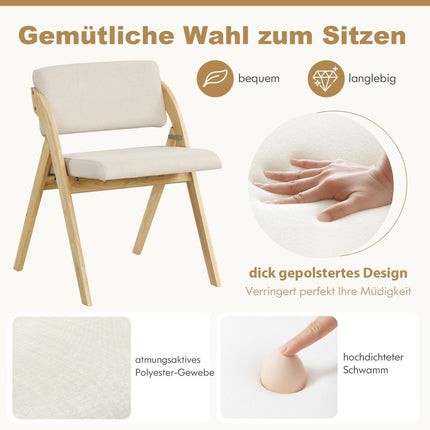 Klappbare Esszimmerstühle, Gummibaumholzbeine, gepolsterte Sitze