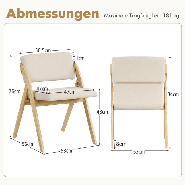 Ensemble de chaises de salle à manger pliantes, pieds en hévéa, assises rembourrées