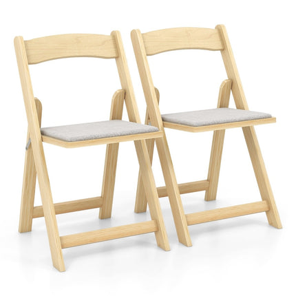 Klappbare Esszimmerstühle 2er-Set, gepolsterte Sitzfläche, Gummibaumholz
