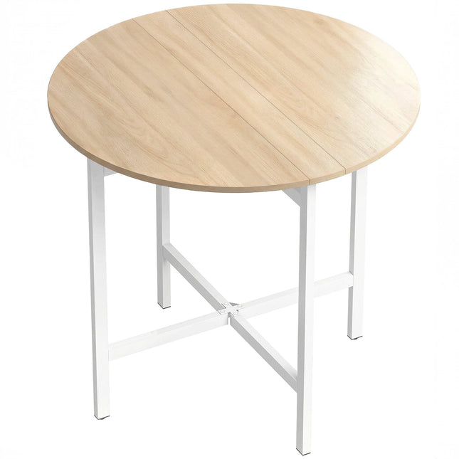 Table de salle à manger pliante ronde de 80 cm, 2 à 4 couverts, finition bois