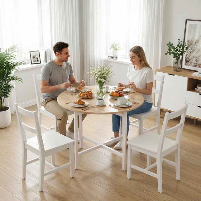 Table de salle à manger pliante ronde de 80 cm, 2 à 4 couverts, finition bois
