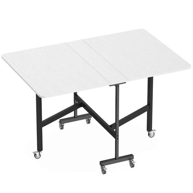 Table de salle à manger pliante, 6 couverts, structure en acier, blanche