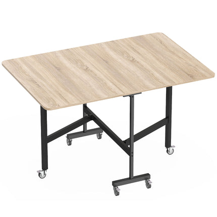 Table de salle à manger pliante pour 6 personnes, finition chêne, design compact