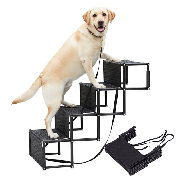 Escalier pliable pour chien - 4 marches, supporte jusqu'à 90 kg, antidérapant