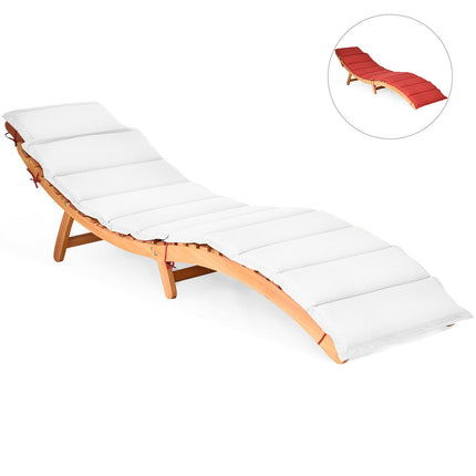 Chaise longue de patio pliante en bois d'eucalyptus avec coussin