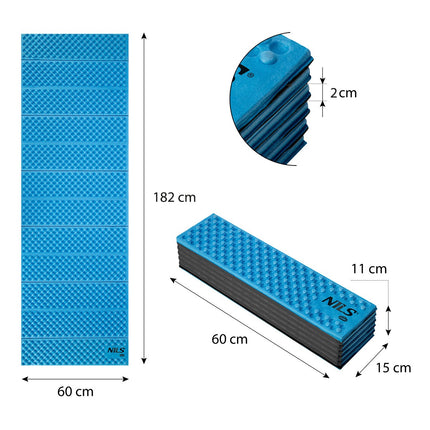 Tapis d'exercice pliable, 188 cm, bleu