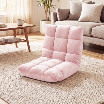 Chaise de sol pliante, dossier réglable sur 14 positions, rose