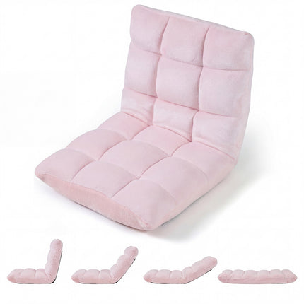 Chaise de sol pliante, dossier réglable sur 14 positions, rose