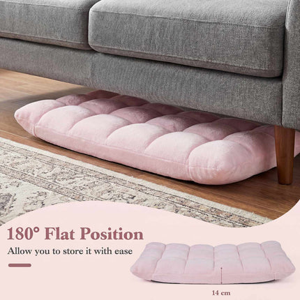 Chaise de sol pliante, dossier réglable sur 14 positions, rose