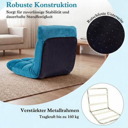 Faltbarer Bodenstuhl, Dunkelblau, 14-fach verstellbar