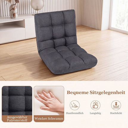Klappbarer Bodenstuhl mit verstellbarer Rückenlehne, Grau