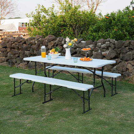 Banc de jardin pliant, blanc, 180 cm