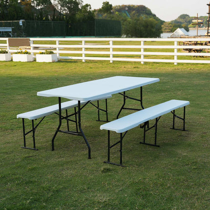 Banc de jardin pliant, blanc, 180 cm