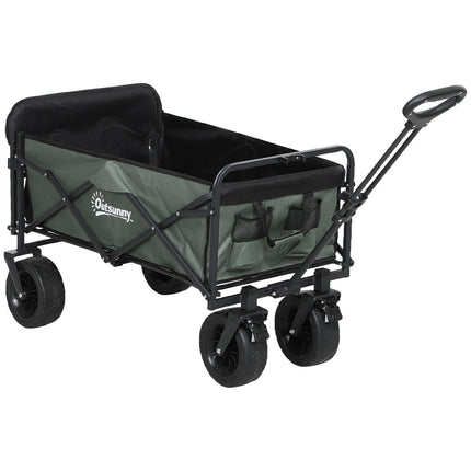 Chariot de jardin pliable, capacité 120 kg, 95 L, vert