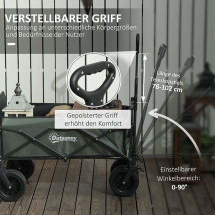 Chariot de jardin pliable, capacité 120 kg, 95 L, vert