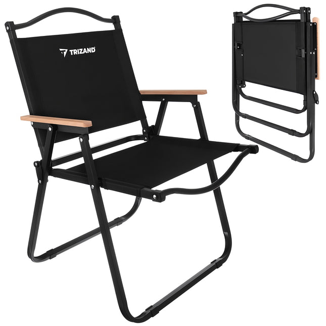 Chaise de jardin pliante, noire, 75,5 x 58,5 x 53,5 cm