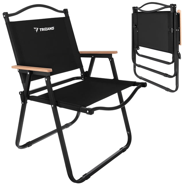 Chaise de jardin pliante, noire, 75,5 x 58,5 x 53,5 cm