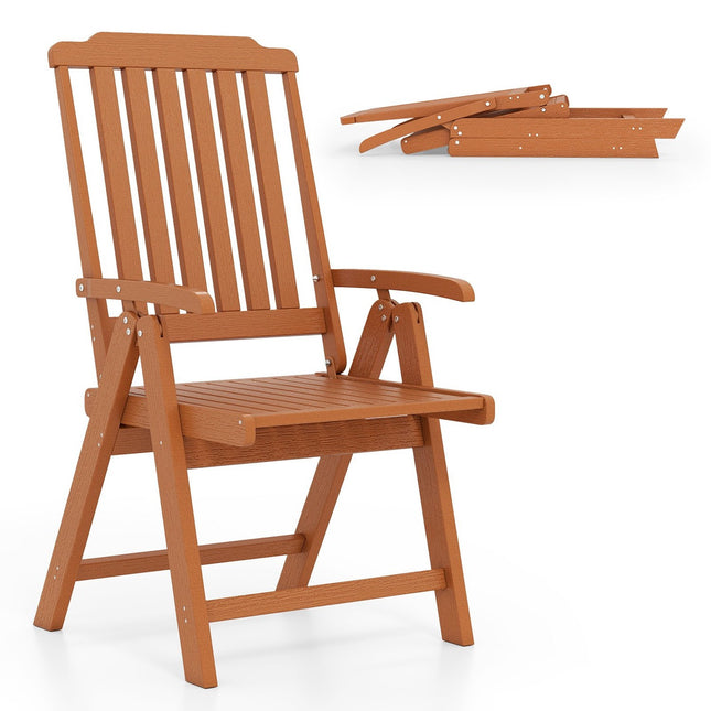Chaise de jardin pliante, dossier haut, résistante aux intempéries, marron