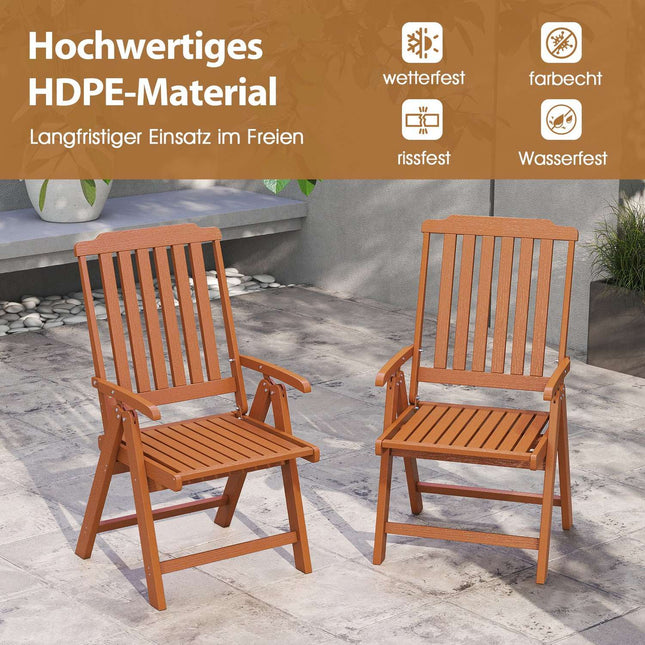 Chaise de jardin pliante, dossier haut, résistante aux intempéries, marron