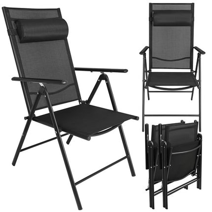 Klappbare Gartenstühle, 2er-Set, Schwarz, Verstellbar