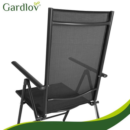 Klappbare Gartenstühle, 2er-Set, Schwarz, Verstellbar