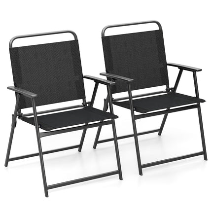 Ensemble de 2 chaises de jardin pliantes avec accoudoirs, noires