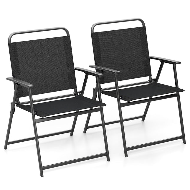 Ensemble de 2 chaises de jardin pliantes avec accoudoirs, noires