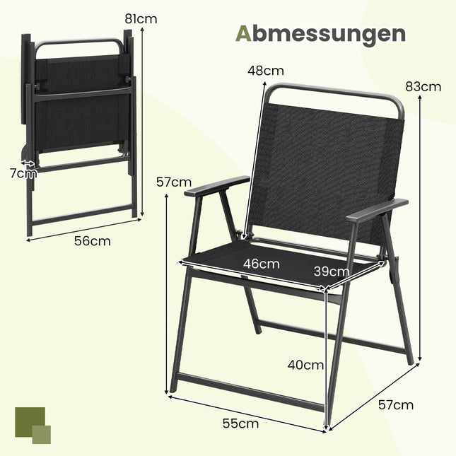 Ensemble de 2 chaises de jardin pliantes avec accoudoirs, noires