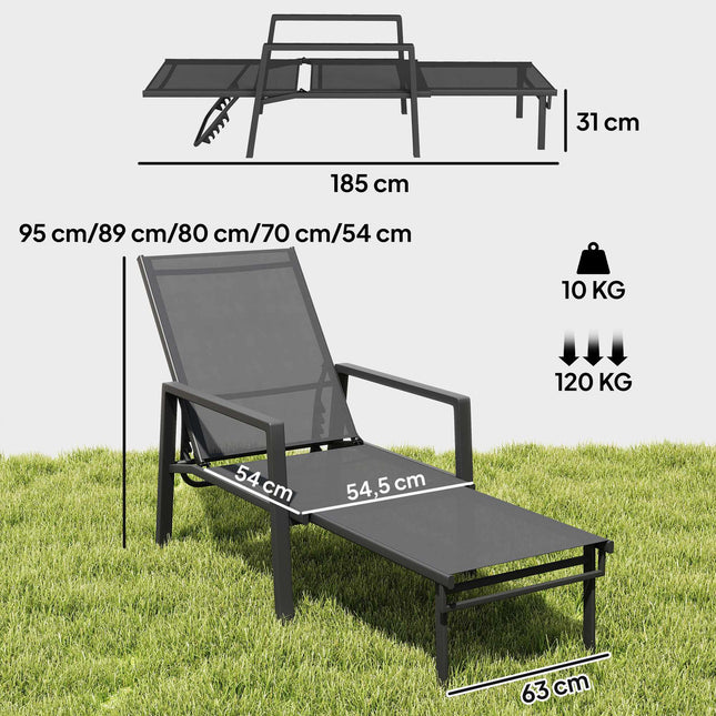 Chaise longue de jardin pliante avec dossier réglable