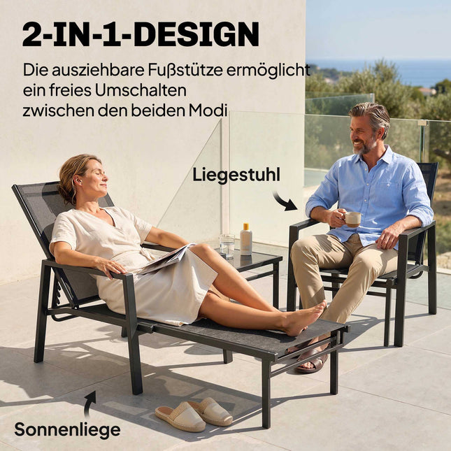Chaise longue de jardin pliante avec dossier réglable