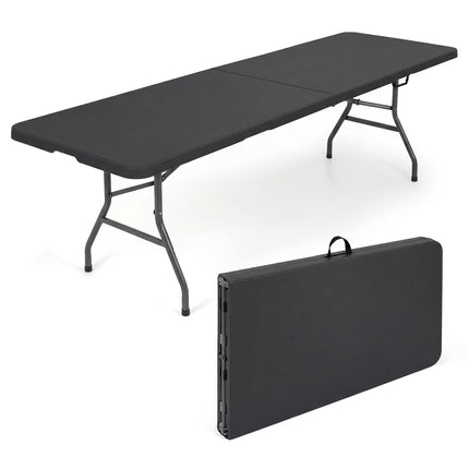 Table de jardin pliante 244 x 75 cm, noire, 10 couverts, portable
